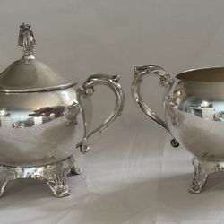 Vintage FB Rogers Silver Co. Silver Plate Footed Creamer & Sugar Set 2 Pc