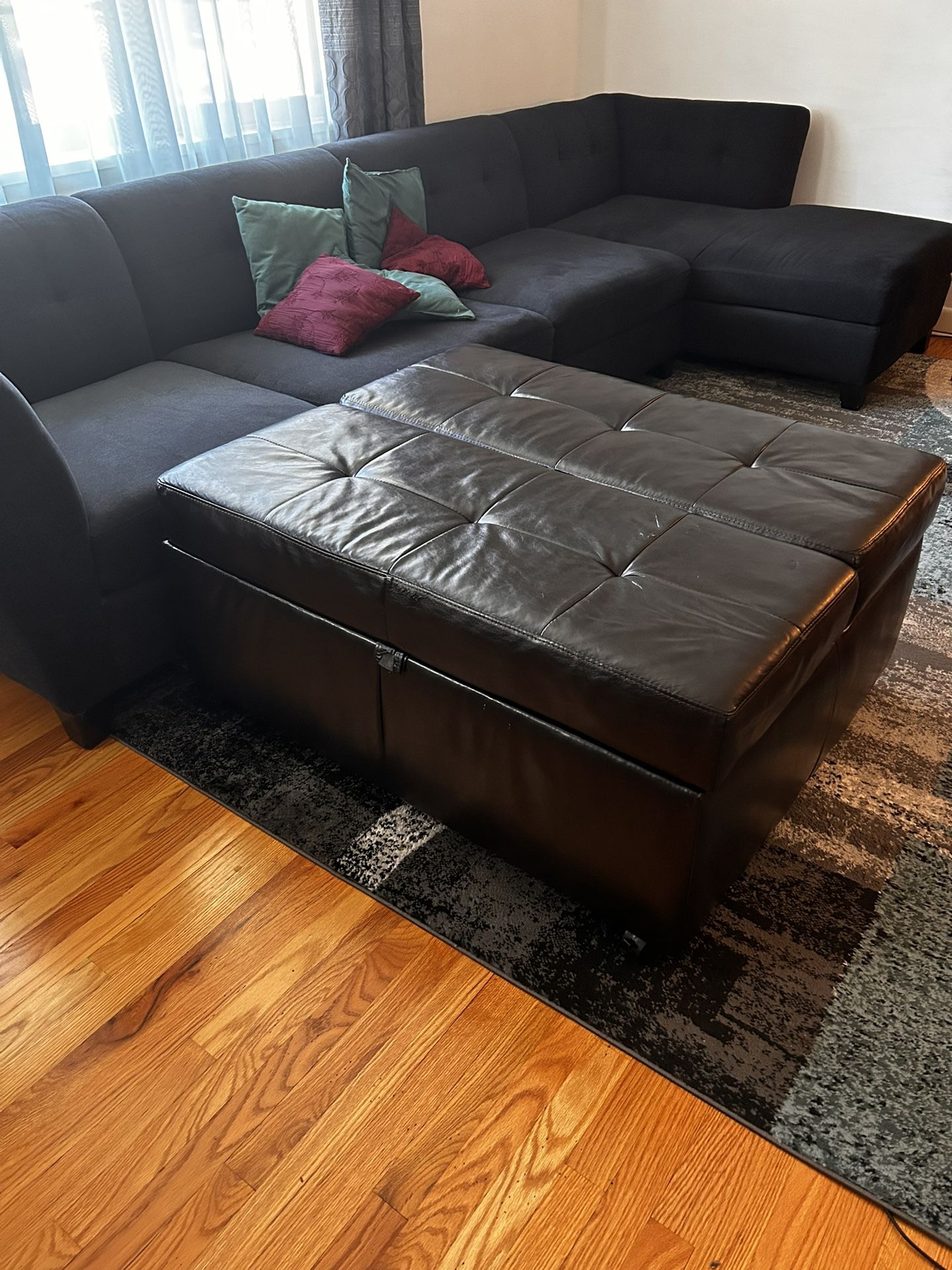 Leather sleeper ottoman
