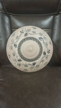 Vintage Light Shade Ceiling Glass Fixture Frost Pink 3 Hole Round Flowers