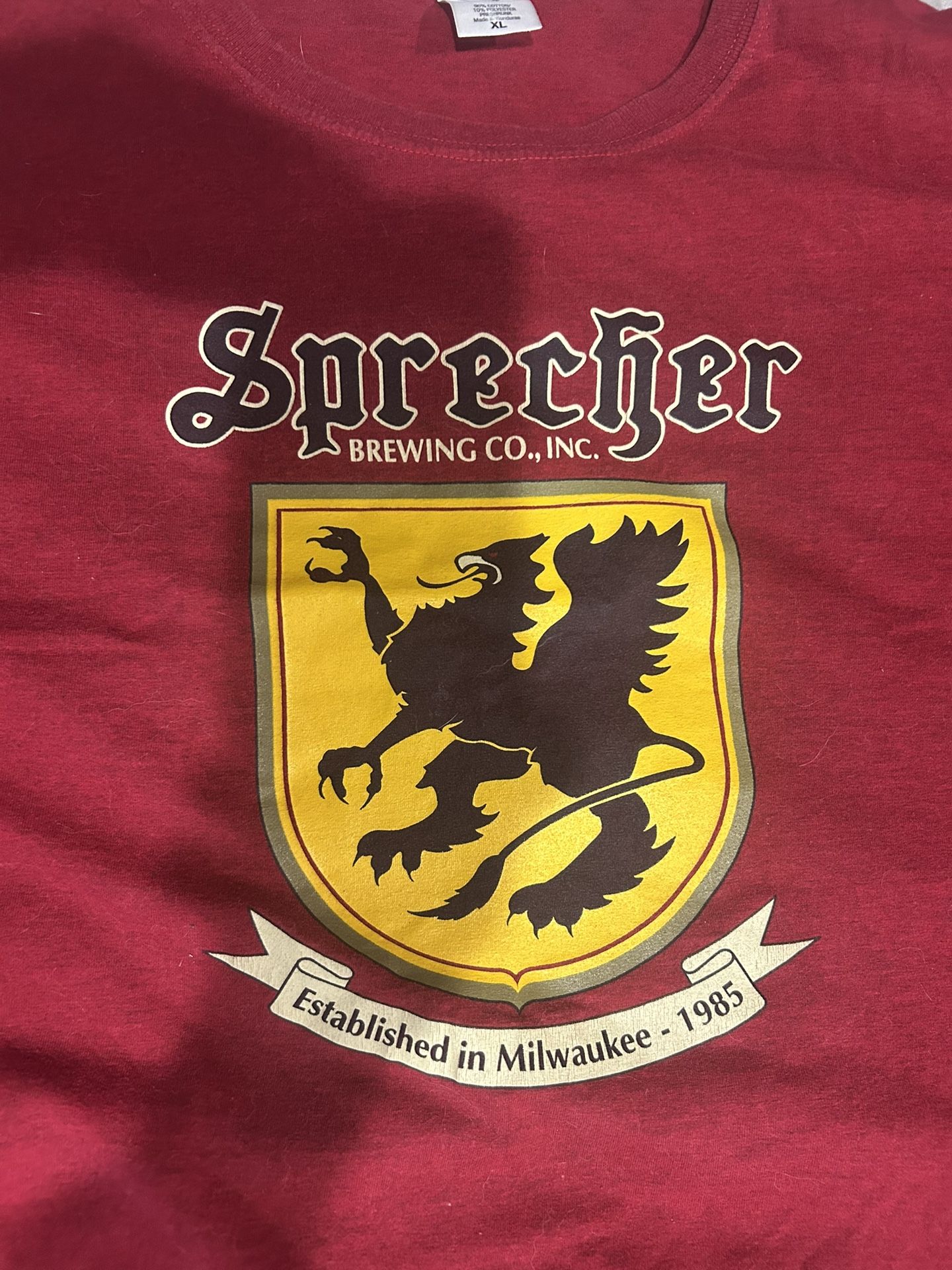 Sprecher Brewing Co Logo Beer Short Sleeve Red Tee Shirt Men Size XL