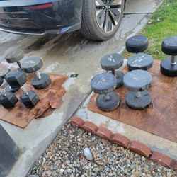 Numerous dumbells available. Selling for only $1 a lb. 