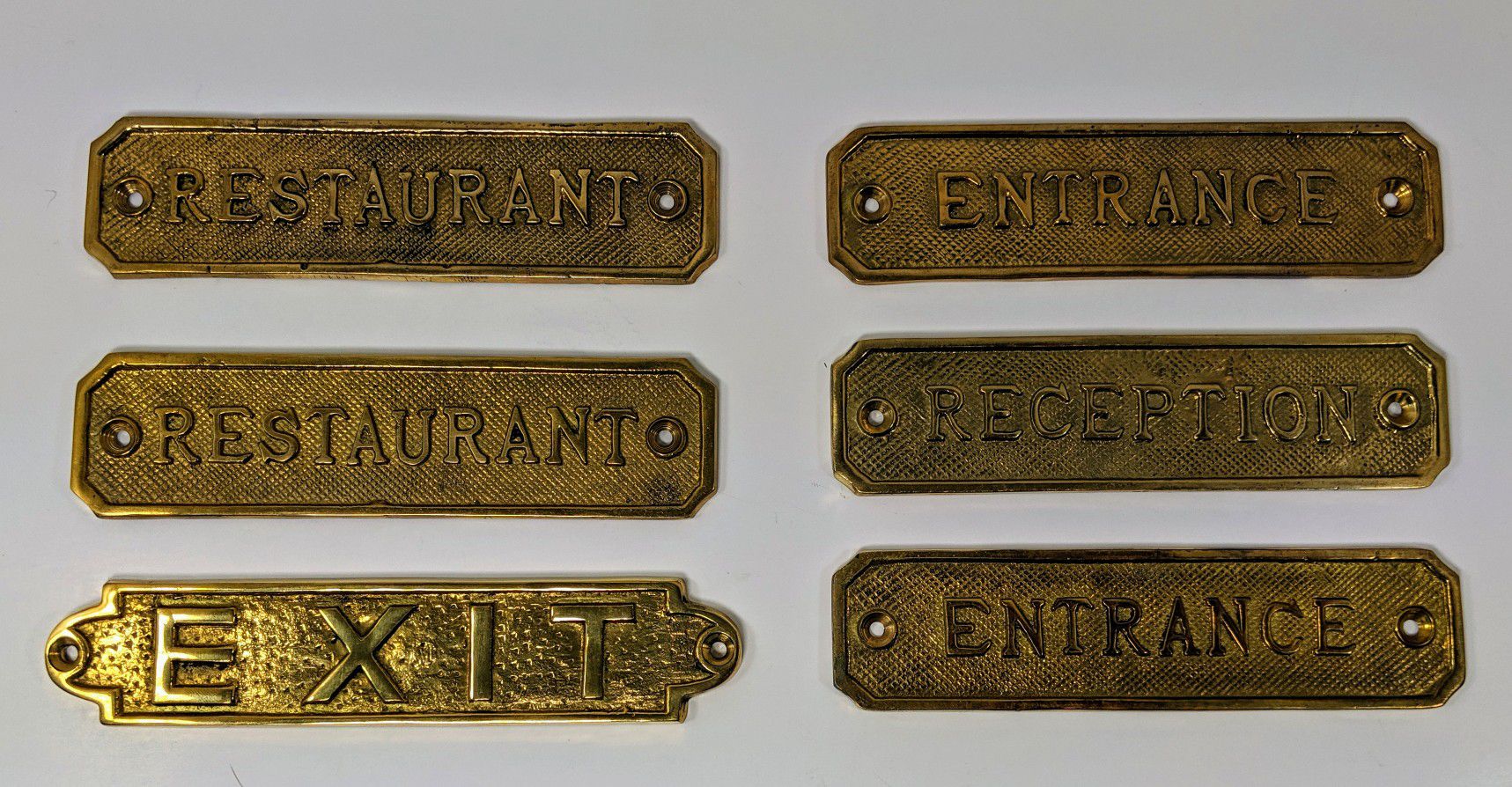 6 Antique Brass Name Plates