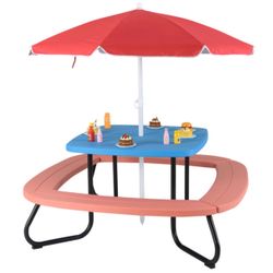 Toddler Outdoor Activity Table with Adjustable and Collapsible Umbrella