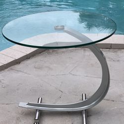 Metal And Glass Vintage Side Table. 