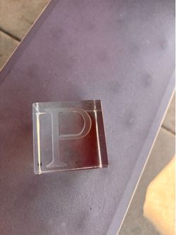 Glass Paperweight with letter P
