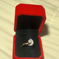 Vintage, Spinning, 13 VS Diamond Moon Ring 14K