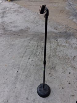 Black Adjustable Microphone Stand with Round Base