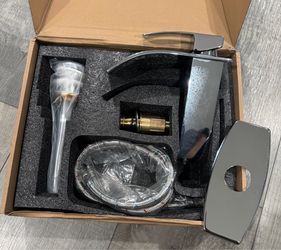 NIB Single Handle Waterfall Spout Bathroom Faucet w/ Base Plate & Pop-Up Drain (Chrome) - $35