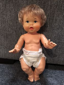 Vintage Ideal Rub A Dub Baby Doll, 1973 17 Inch Tall Bathtub Play Baby Doll By Ideal Toy Corp