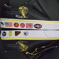 Vans Old Skool Sneakers Men Size 8M Black Cobra Kai Never Dies All Valley Karate 