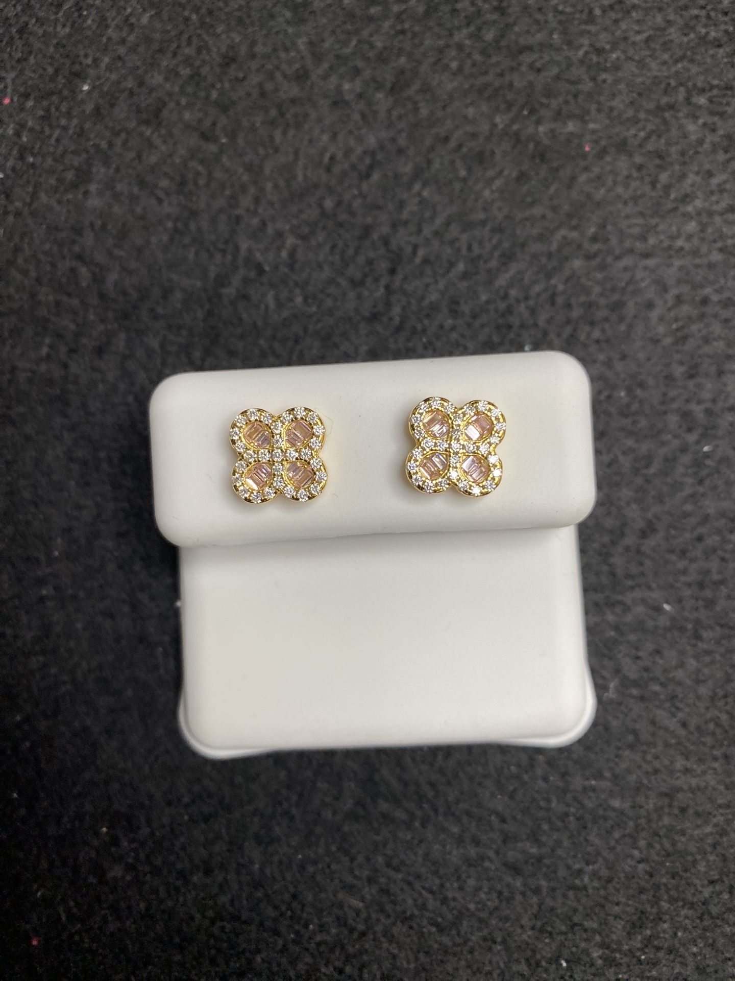 925 silver with gold overlay moissanite clover earrings