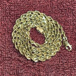 14k Solid 22" Diamond Cut Rope Chain