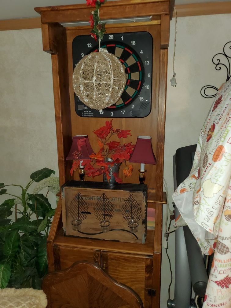 Handmade dartboard cabinet