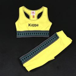 Women's Yellow Kappa 222 Banda Skin Leggings Size L