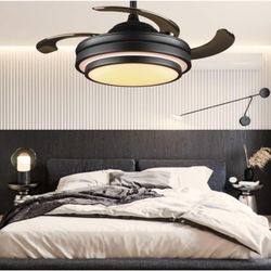 42" Modern Retractable Ceiling Fan with Light & APP Control