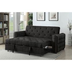 Dark Gray Futon Sofa With Storage 
