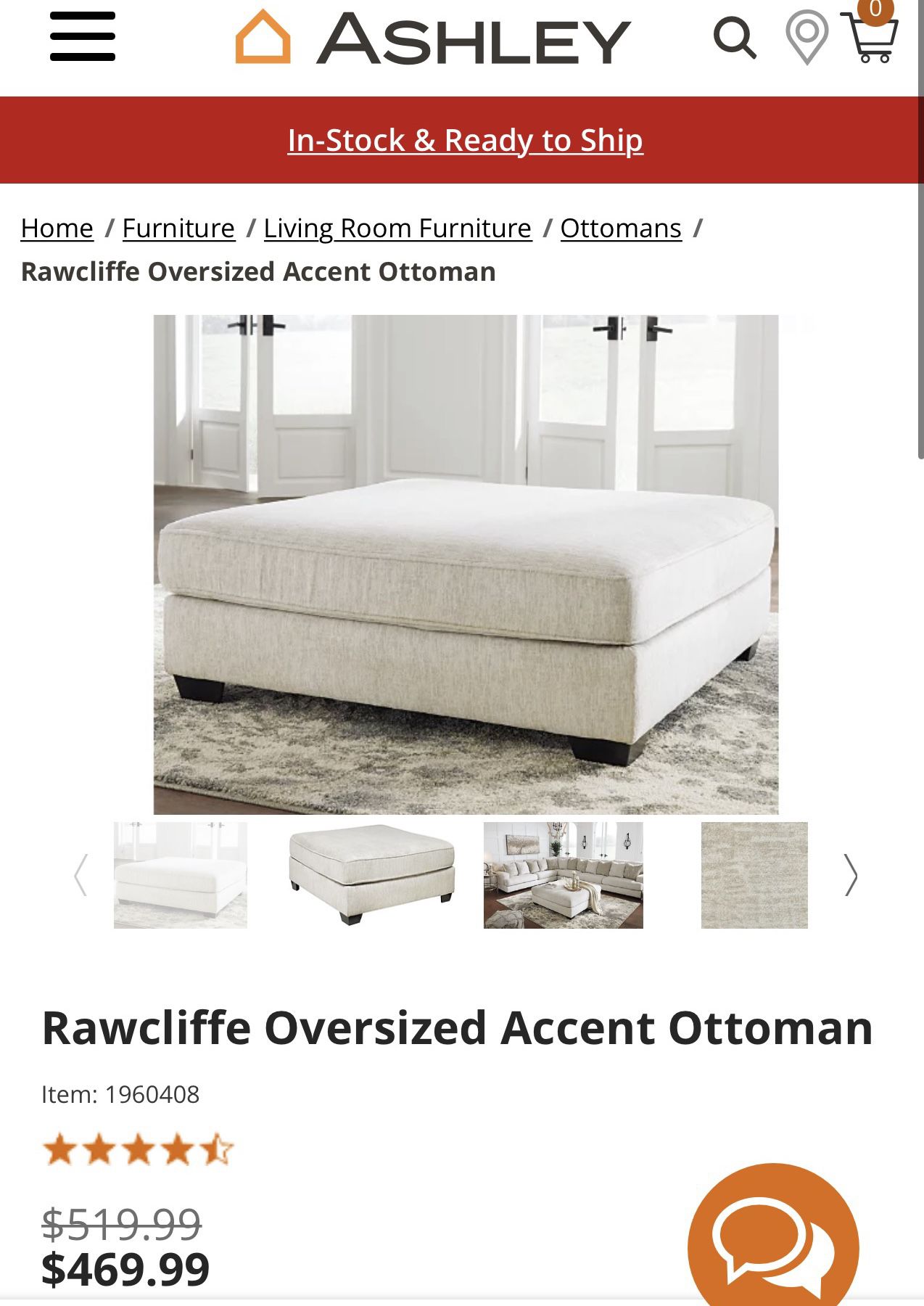 Rawcliffe Oversized Accent Ottoman
