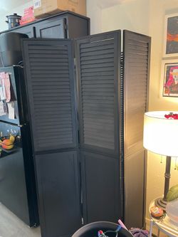 Black folding screen room divider