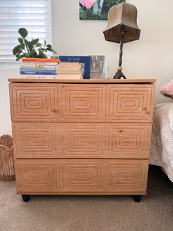 3-Drawer Wood Dresser with Geometric Panel Detail