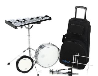 Mapex Snare Drum & Bell Percussion Kit with Rolling Bag – Blue-Trim Edition