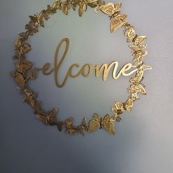 Metal Wall Decor Butterfly Roud Gold