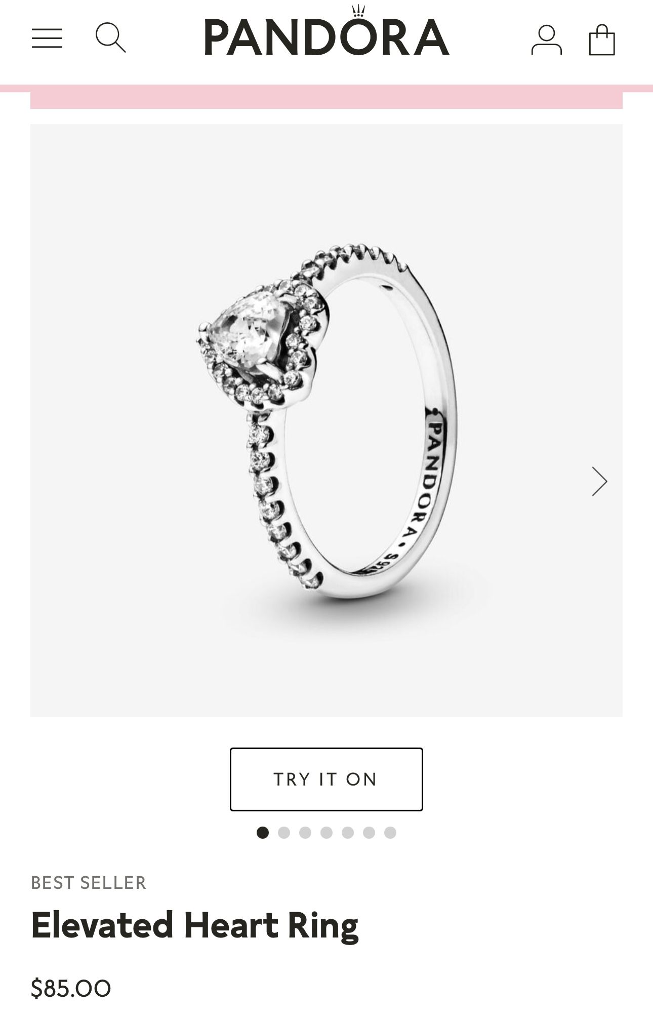 Brand New Pandora Elevated Heart Ring