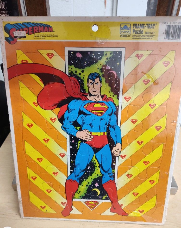 Vintage Super Man Puzzle Never Opened Still Has Plastic On It