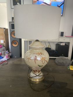vintage hand-painted Chinoiserie ginger jar table lamp