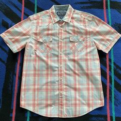 American Rag Size Large Men’s Plaid Shirt Button Down Blue Red Pockets WPL 8046