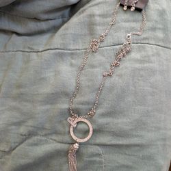 Brand New Paparazzi Silver Circle Dangle Necklace And Earring Set 