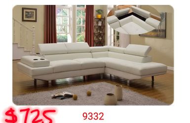 Leather Sectional Sofa Gray Black White