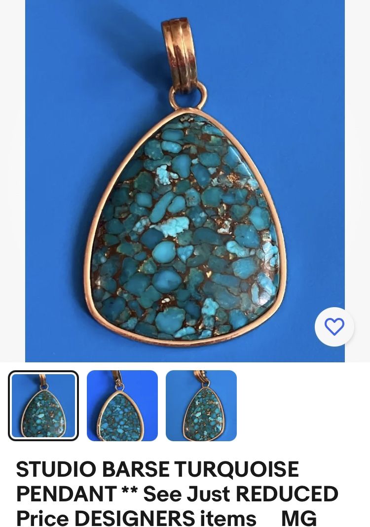 STUDIO BARSE TURQUOISE GEMSTONE PENDANT ‼️ See more COLLECTION Of DESIGNER Items Here ... ‼️ Price Is FIRM ‼️