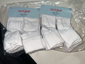 NWT Cat & Jack Kids White Bobby Socks 12 Pairs Total Size 4T-5T