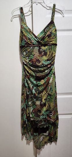 Paisley Print Ruched Spaghetti Strap Dress