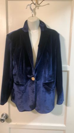 Blue Velvet Single-Button Blazer