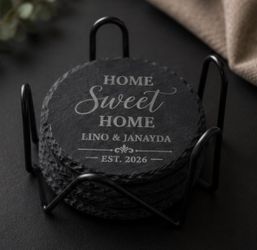 Custom Laser Engraved Slate Coasters