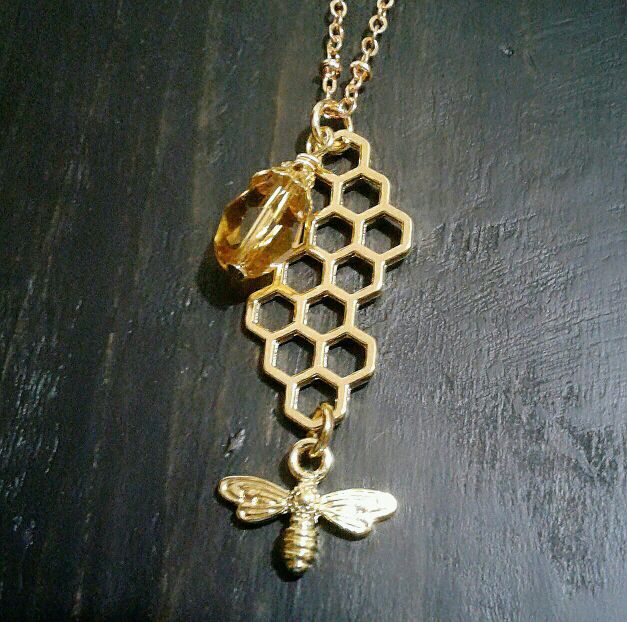 10k gold filled honey bee necklace