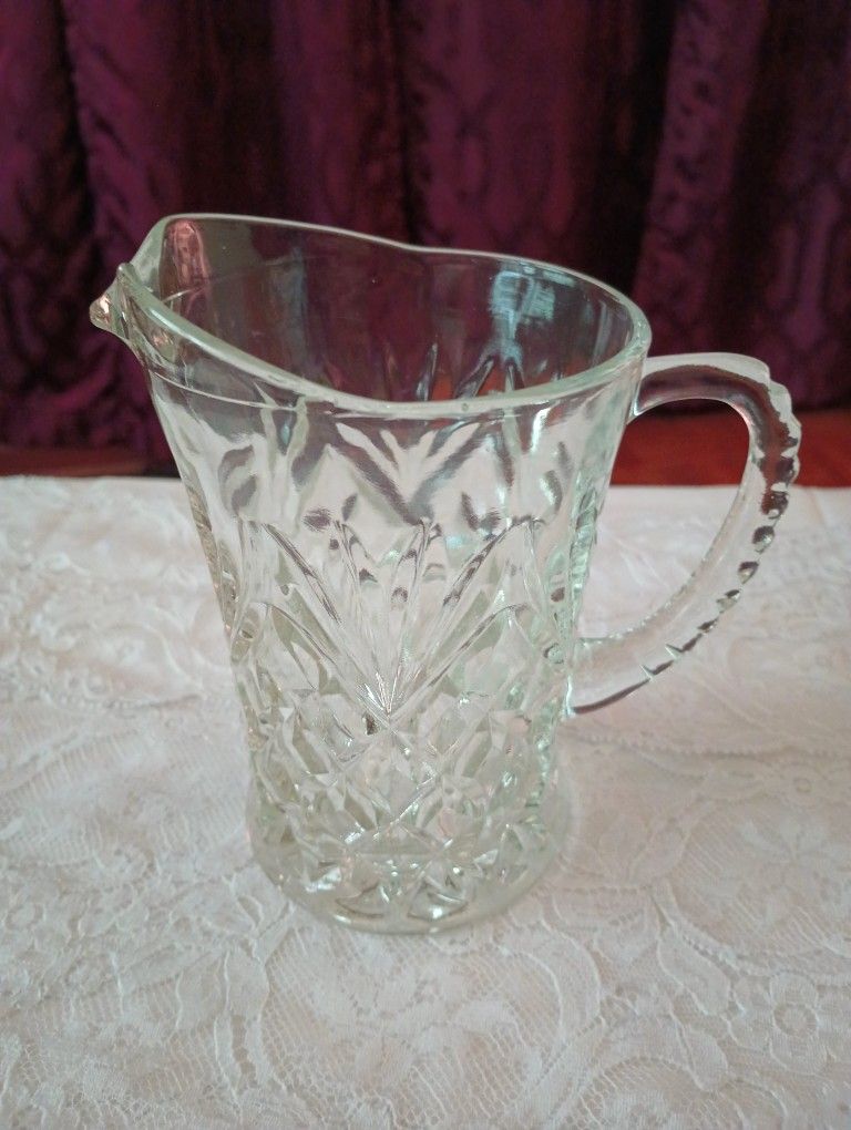 Anchor Hocking Cut Glass Creamer Pitcher