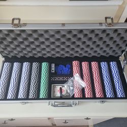 500PCS Poker Chip Set with Aluminum Travel Case