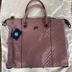 Gabs Pink Quilted Leather Tote Handbag – 12” H x 15” W – Made in Italy