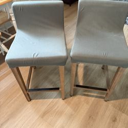 Modern Pair Upholstered Bar Stools