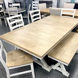 New Butterfly Table / 4 Chairs / Bench 