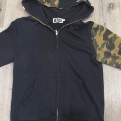 Bape 1St Camo Sleeve Shark Zip Up Hoodie