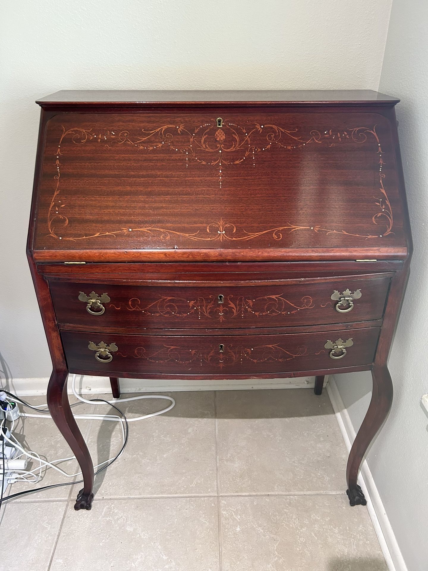 Antique Desk With Mother of Pearl Inlay