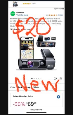 New Ovaman Dual Dash Camera K600 $20