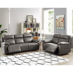 Prospera Home Atticus Top-grain Leather Triple Power Motion Sofa and Loveseat