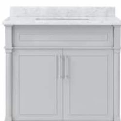 Home Decorators Collection Aberdeen 36 in. W x 22 in. D x 34.5 in. H Bath Vanity in Dove Gray with White Carrara Marble Top