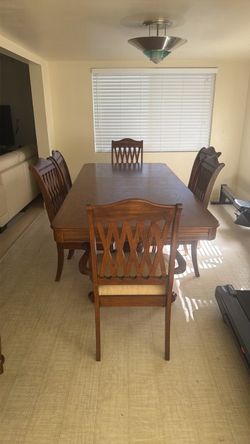 Dining table $250 solid wood (6 chairs included)