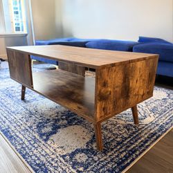 Mid-century style coffee table / TV stand with open storage shelf - Moving Sale, Open to offers