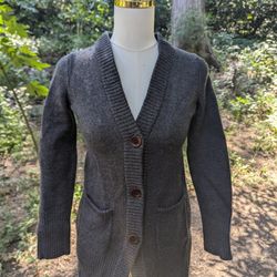 Eddie Bauer Gray Cardigan Sweater Classic Knit